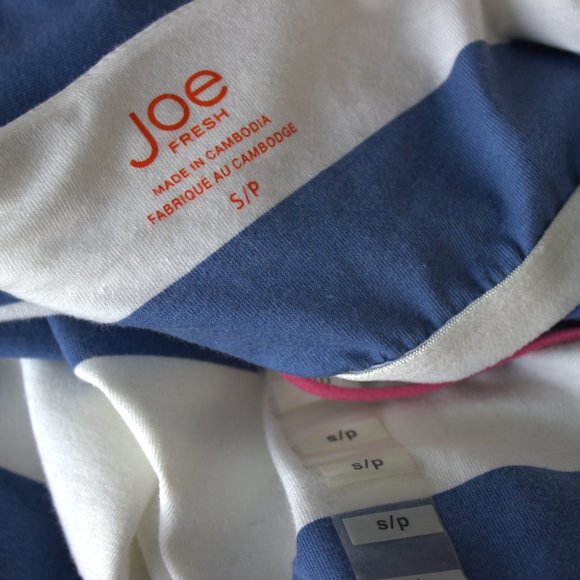 NEW | Joe Fresh | Blue & Whi Striped Cami | Built-in Bra | Hot Pink Straps | S/P - Picture 7 of 8